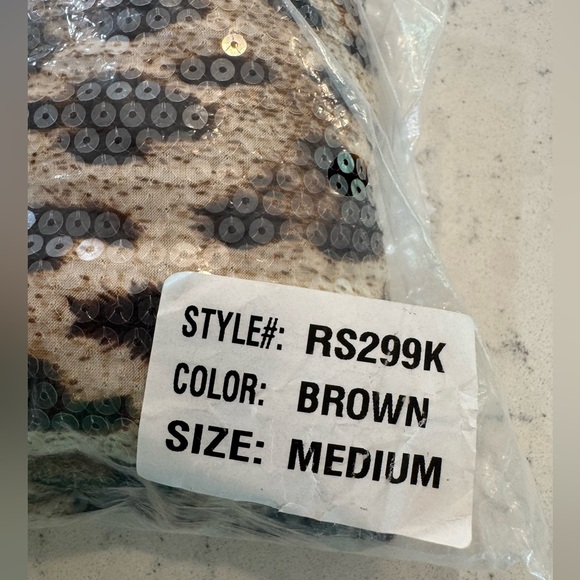 Grey Lab Skirt Brown Black cheetah print sequins Women’s Size M NWT - Picture 3 of 11